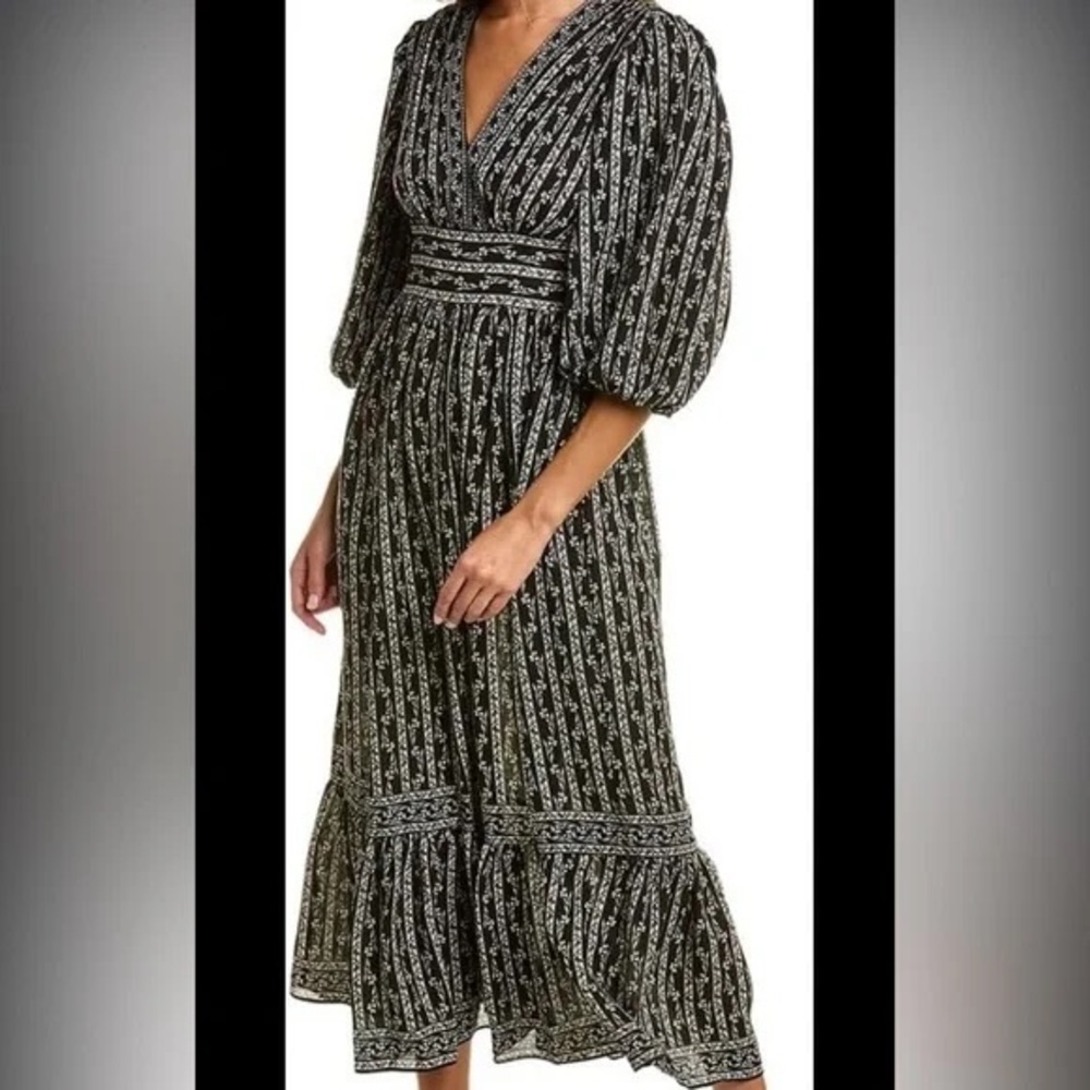 Max Studio Boho 3/4 Puff Sleeve Maxi Dress